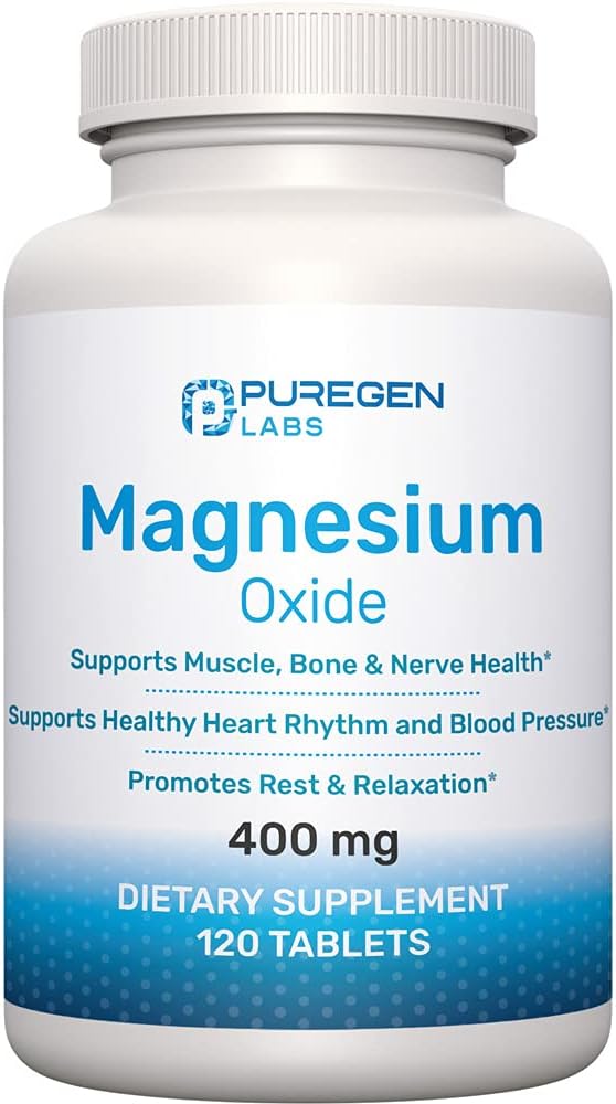 Magnesium 400mg [High Potency] Supplement Magnesium Oxide for Immune Support, Muscle Recovery, Leg Cramps and Relaxation 120 Tablets