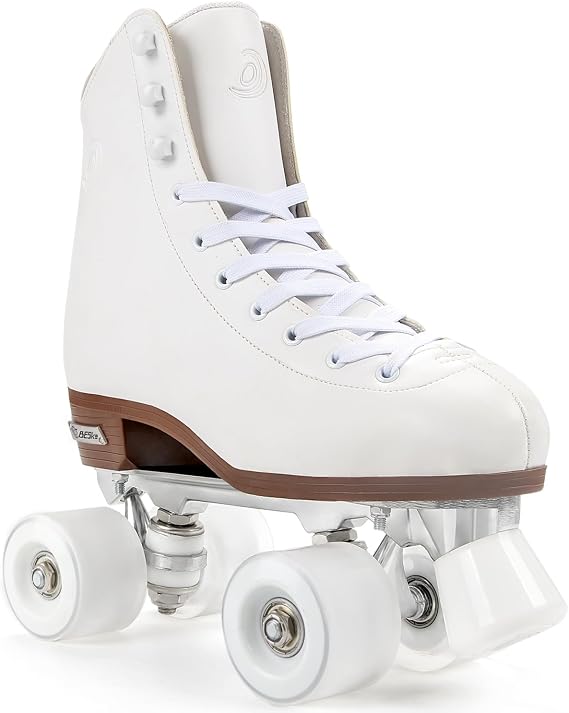 Besketo Classic High-top Roller Skates, PU Leather, Four-Wheel, Indoor/Outdoor, Beginner