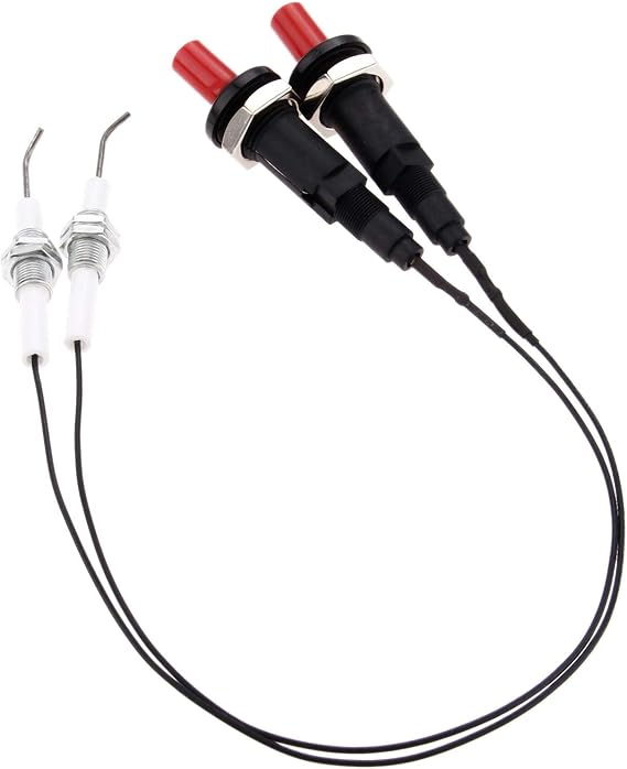 2 Sets Piezo Spark Ignition, Propane Push Button Piezo Igniter with Threaded Ceramic Electrode Ignition Plug Wire 30 CM, Type of 1 Out 1, Fit for Gas Fireplace & Oven & Heater & Kitchen lgniter