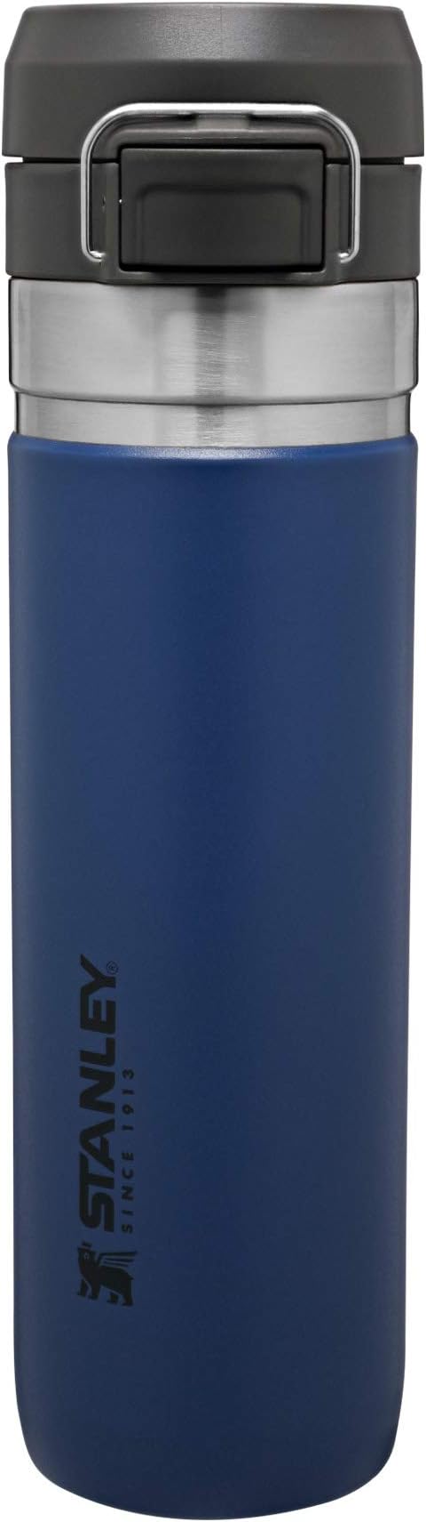 STANLEY Quick Flip GO Water Bottle 24 oz | Push Button Lid | Leakproof and Packable for Travel and Sports | Insulated Stainless Steel | BPA-Free | Tungsten