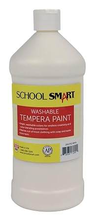 School Smart Washable Tempera Paint, White, 1 Quart Bottle