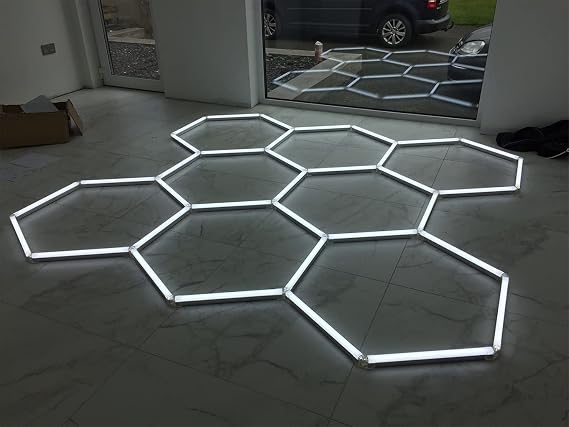 kimlian LED Hexagon Garage Light 210W Custom Hexagon Shape Lighting-18900LM 6500K DIY LED Garage Hexagonal Ceiling Lights Auto Detailing Studio Light for Garage, Workshop