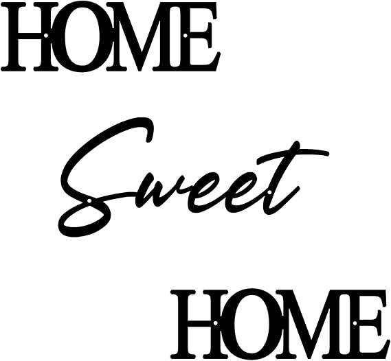 AHYS Home Sweet Home Sign Black Metal Sign Wall Decor for Farmhouse Living & Dining Room Decor Large