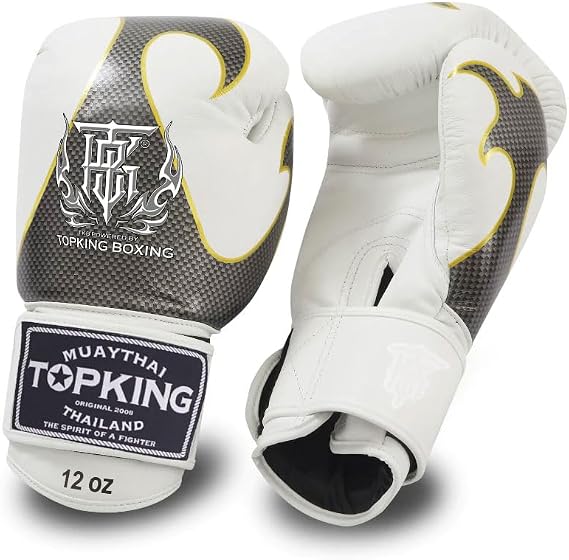 Top King Boxing Muay Thai Training Gloves (Empower - White, 10 oz)