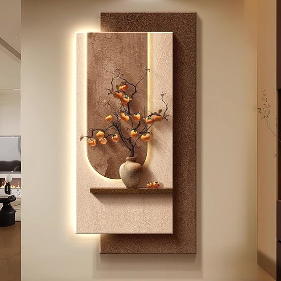 Decorative Wall Art with LED Lights, Modern Wall-Mounted Sculptures for Hallways and Living Spaces, Ideal for Bedrooms and Entrances
