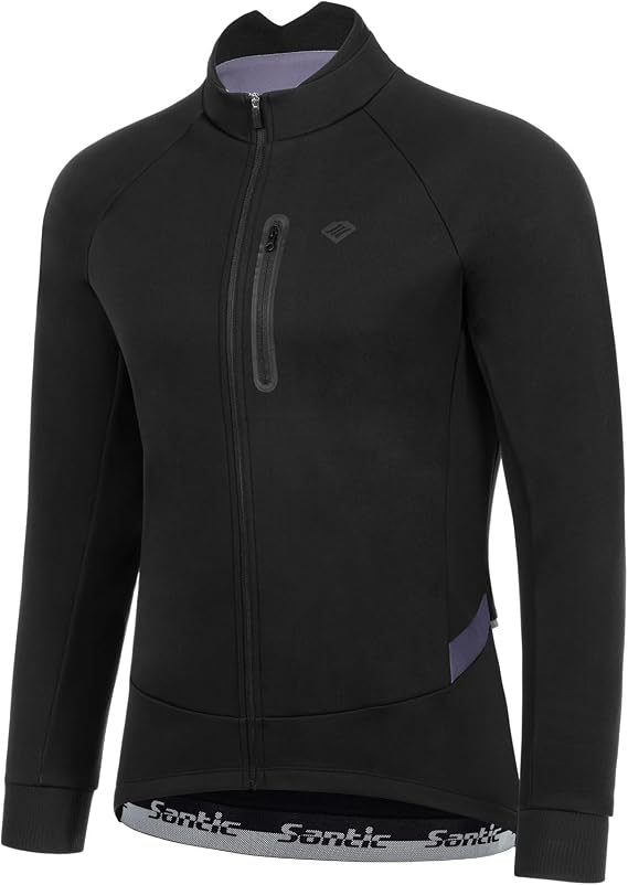 Santic Men's Cycling Winter Jackets Windproof Fleece Thermal Warm UP Running Bike Bicycle Jacket Windbreaker