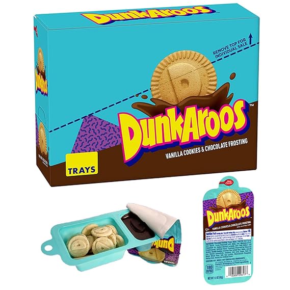 Dunkaroos Vanilla Cookies and Chocolate Frosting by Betty Crocker, 12 count-1.5oz. trays, Case packed 12 Count (Pack of 1)