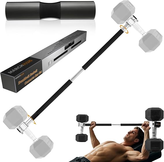 Dumbbell Barbell Converter Bar Set, Adjustable Dumbbell Converter With Self Balancing Tech for Home Gym, Compatible with Most Dumbbells Including BowFlex, Supports Up to 220 lbs for Weight