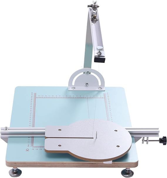 Hot Wire Foam Cutter Table Portable Hot Wire Foam Cutter Cutting Device Tabletop Hotwire Cutter Working Stand Table with Guiding Rule Circular Die Angle Board Adapter Light Blue