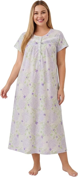Cotton Nightgowns for Women Short Sleeve Nightgowns Comfy Long Nightdress Sleepwear Ladies Night Gown House Dress