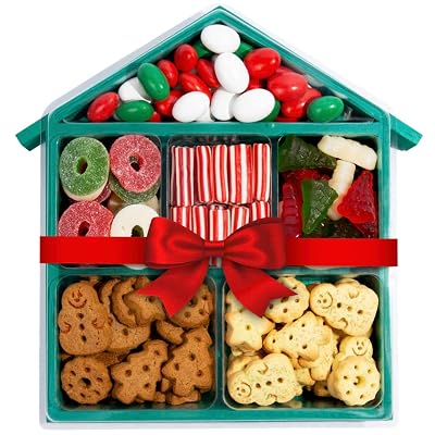 Luxury Gourmet Sweets Luxury-Gourmet-Sweets Holiday Candy Box - Candy Gift Box For All Ages - Christmas & New Years Themed Candy Filled House Green