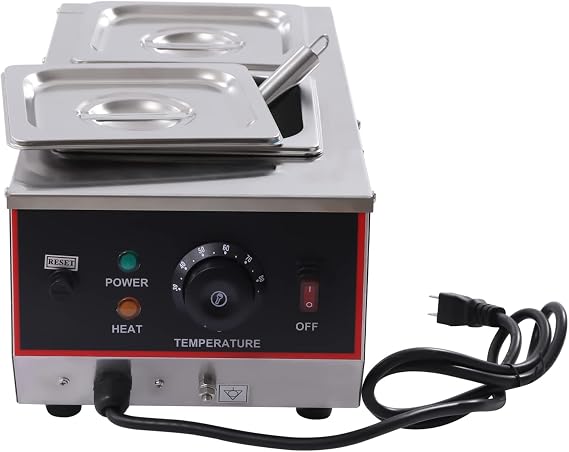 Chocolate Tempering Machine 86-185F Commercial Electric Melting 2-Pot 1.5gal Stainless Steel Food Warmer Professional Heated Chocolate Melter with Lid