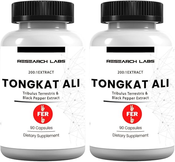 Research Labs Longjack Tongkat Ali 2 Pack Extract Capsules - Highly Concentrated Potent Extract | Strength, Drive, Performance & Muscle Mass