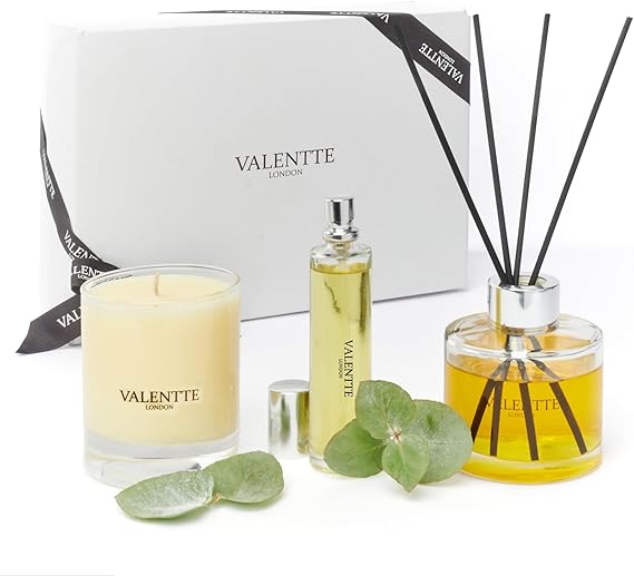 Valentte Gift Box, White Neroli & Lemon, Diffuser, Candle & Room Mist | 150g, 100ml, 30ml, natural oil blends, luxury presentation, long-lasting scent, excellent value, ideal birthday gift for her [Energy Class A+++]