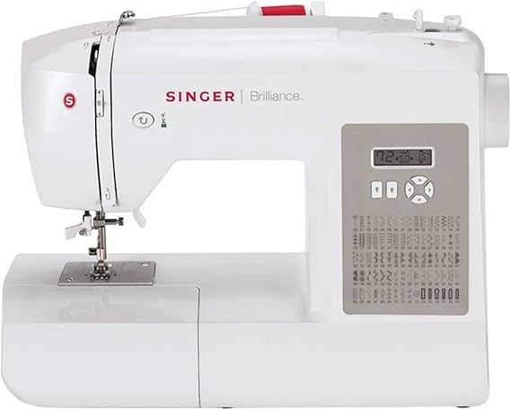 SINGER | Brilliance 6180 Portable Sewing Machine with Easy Threading and Free Arm, White/Gray