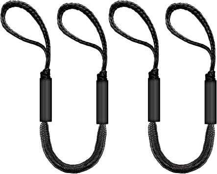 3FT Bungee Dock Line for Boats with Loops Connect or Secure Docking for Small & Medium Sized Boats Like Kayak,PWC, Canoe, Bass Boat, Jon Boat, Boat Fender Lines (Black)