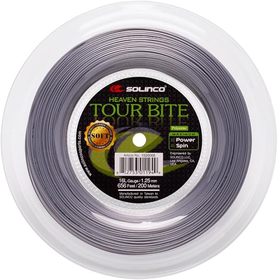 Solinco Tour Bite Soft Tennis String Reel 656 ft / 200 m Softer High-Performance Co-Polyester Monofilament for Power, Spin & Control