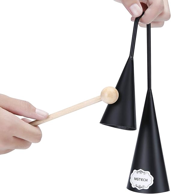 Agogo Bell, Two Tone, Traditional Latin Percussion Instrument with Wooden Stick