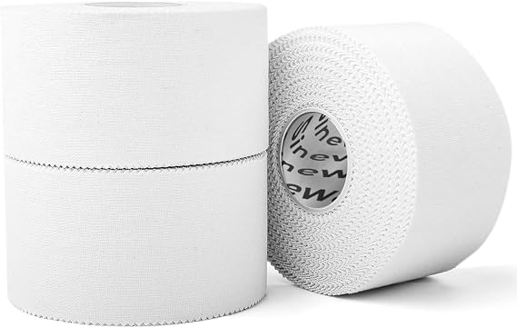 3-Pack White Athletic Tape, Easy Tear Sports Tape, Strong Adhesive Athletic Tape for Medical Trainers & Athlete, Suitable Tape for Hockey, Tennis, Gymnastics & Boxing