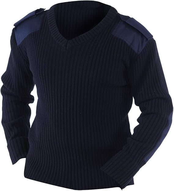 Yoko Mens V-Neck NATO Security Sweater/Workwear (M) (Navy Blue)