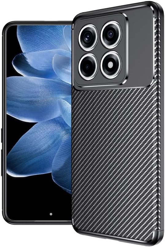 Case Black Carbon Silicone Original Compatible with Spia Xiaomi 14T Pro Compatible with Xiaomi 14T Pro, Black