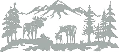 Metal Wall Decor, Mooses , Home Living Room Decor, Wall Sign, Metal Wall Art, Interior Decoration, Indoor Outdoor Hangings, Silver 117x51cm