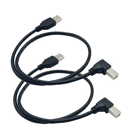 2Pack USB 2.0 A to Right Angle B Cable Cord - 0.5 m USB Printer Cable - USB2.0 A Male to B Angle Male Printer Scanner USB B Cable Cord