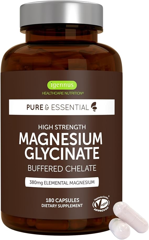 Igennus High Strength Magnesium Glycinate 380mg Elemental, 180 Capsules