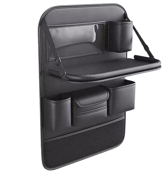 Rear Seat Organizer - Backseat Car Organizer, Car Seat Storage with Foldable Tray | Behind the Organizer, Easy-Install Back Protector, Multi-Pocket Car Organizer for Kids Travel essentialss