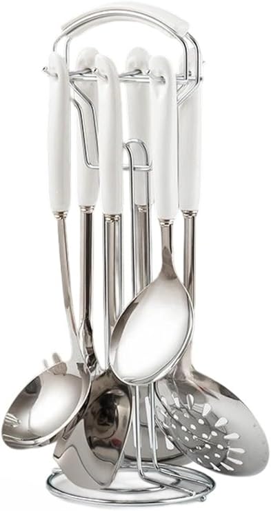 Kitchen Utensils Set Kitchen Utensils Kitchen Gadgets Ceramic Handle Cookware Storage Pot Rack Cooking Tools Easy Clean Spatula Spoon Home Stainless Steel 12