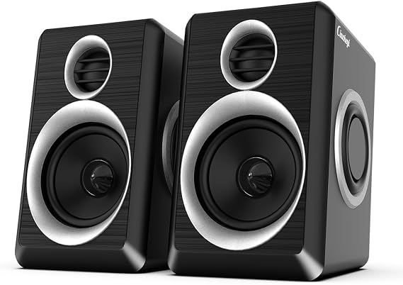 Computer Speakers, 2.0 PC Speakers, 3.5mm Aux Input, USB-Powered Small Monitor Speakers with Deep Bass, Suitable for Desktop Computers/Laptops Built-in 4 Speaker Diaphragms
