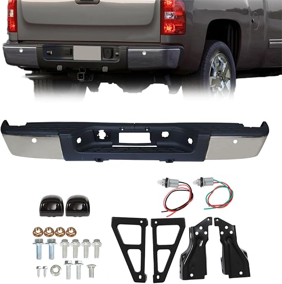 labwork Rear Bumper Steel Chrome with Rear Park Assist Replacement for Chevy Silverado 1500 Sierra 1500 2007 2008 2009 2010 2011 2012 2013 GM1103148 20899360