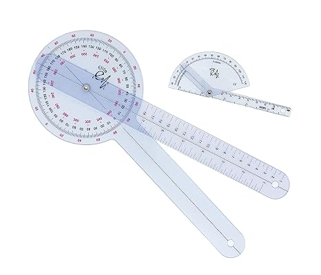 EMI 2-Piece Goniometer Set 12" Goniometer and Finger Goniometer for Physical Therapy and Range of Motion Measurement