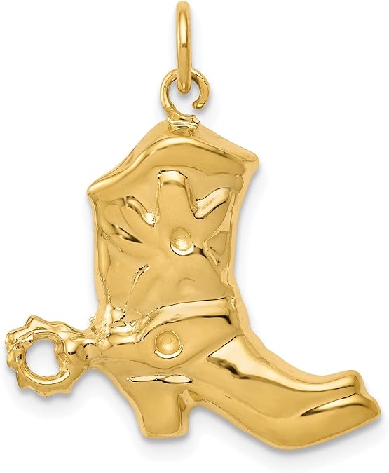 14K Yellow Gold Cowboy Boot & Spur Charm FindingKing