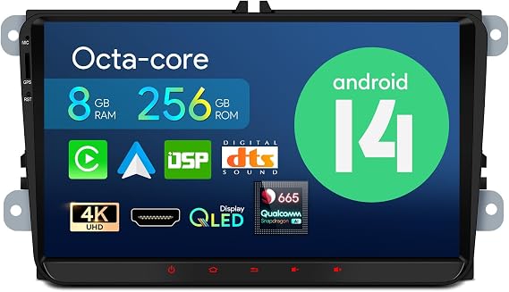 XTRONS 9" Android 14 8+256GB QLED Head unit for VW Golf MK T5/SKODA Octavia