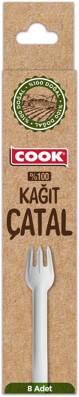 Cook Kağıt Çatal, 8 Adet, Tek Kullanımlık