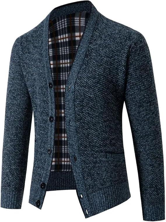 Mens Cardigan Autumn Winter Single Breasted Sweaters Outerwear Solid Color Slim Fit Cardigan