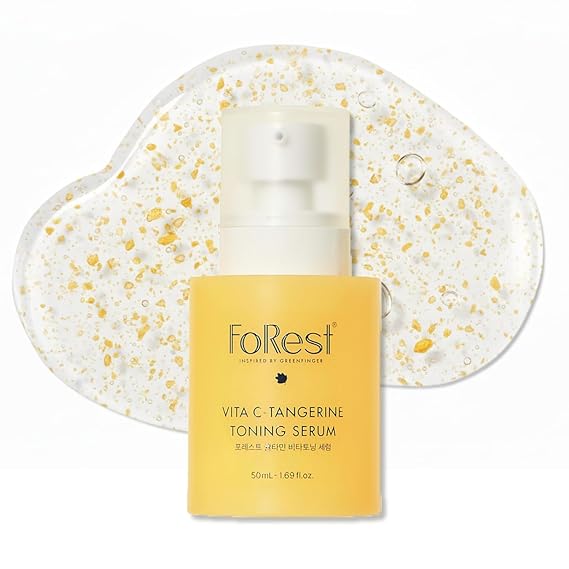 FOREST Vita C-Tangerine Toning Serum 1.69 fl. oz vitamin serum enriched with Mandarin Extract Niacinamide 5 Panthenol and Glutathione infused Vitamin Capsules for Glow Boost, Korean Skin Care