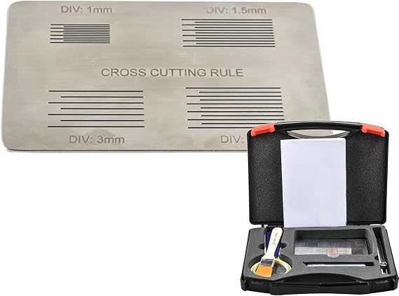 4 in 1 Cross Cutting Rule, Cross Cutting Rule Adhesion Tester, Cross Hatch Plate, 1/1.5/2/3mm Cutting Space, with Packaging Box, for Paint Coating