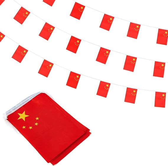 pretty_jessie China Mini String Flags 30Pcs, Chinese Flag Banner