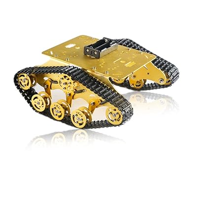 Professional SZDoit TS300 Shock Absorption Robot Tank Car Chassis with Suspension, Robotic Platform for Arduino, Raspberry Pie, for Steam Maker Learning Kit Yellow