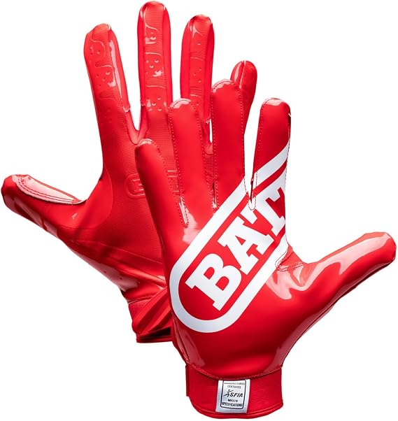 Battle Sports Double Threat Wide Receiver Gloves | UltraTack palm reaches the legal stick limit, PerfectFit material for comfort and breathability, Wrist freedom of motion