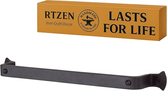 RTZEN Matte Black Hand Towel Holder for Your Bathroom, Fits 10" Towels | Handcrafted Farmhouse Wrought Iron Metal, Kitchen Bar, Wall Mounted Rack, Small Hand Cloth Bar Hanger for Home or Office