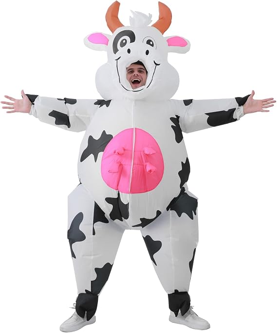 RHYTHMARTS Inflatable Cow Costume Adult Blow Up Costume Funny Inflatable Costumes for Halloween Christmas