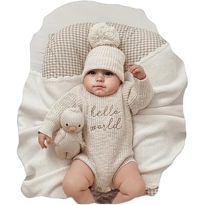 Ylsteed Infant Baby Sweater Romper Baby Girl Boy Knitted Pullover Fall Winter Clothes Baby Boy Girl Outfit Embroidery Clothes