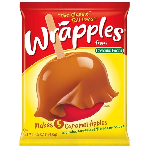 Concord Foods Wrapples Caramel Apple Wraps, Easy Caramel Treats at Home - Includes Wraps and Sticks for Delicious Apples! 6.5 oz (Pack of 1)