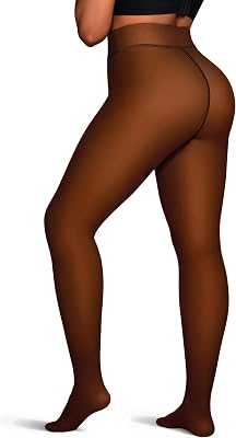 OEAK Womens Fleece Lined Tights Sheer Fake Translucent Pantyhose Thermal Tights High Waisted Footed Leggings