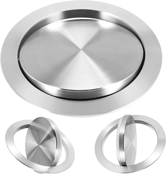 Stainless Steel Garbage Flap Lid Trash Bin Cover Flush Built-in Balance Swing Flap Garbage Lid for Kitchen Counter Top D