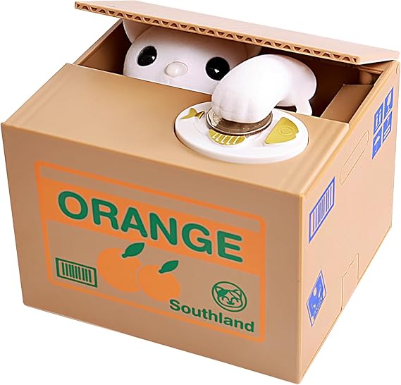 Piggy Bank Cat Stealing Money Coin Box, Electronic Cute Money Saving Coins Cans ATM Banks, Automatic Mischief Steal Money with English Speaking, Creative Toy Gift for Kids Boys Girls Adults Birthday