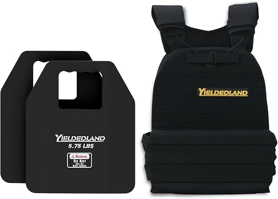15lb Weighted Vest for Men and Women with two Black Weight Vest Plates | Weight Vest for Strength, Endurance Training, Workouts, Running, Walking